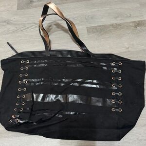 Victoria’s Secret black striped large tote bag